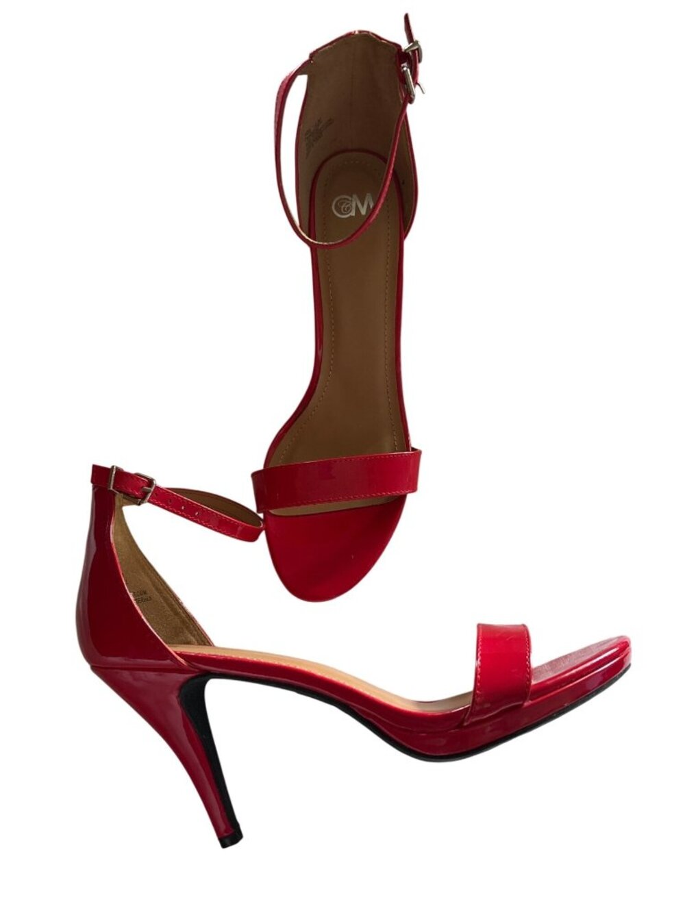 Red Patent Open Toe High Heel Sandals Ankle Strappy Size 12 M
